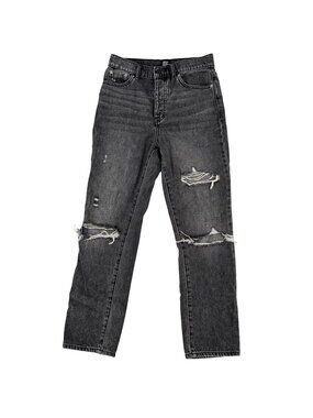 BDG Urban Outfitters 100% Cotton Black Distressed Slim Straight Jeans Size 26